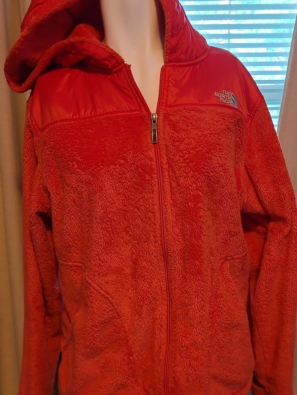 The North Face Women’s Red Sherpa Fleece Hooded Jacket